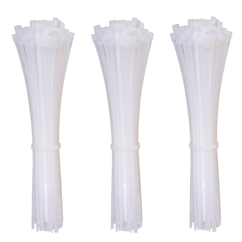 MILEKE 4 Inch Zip Ties (Tying Length 2.8"), 300pcs Nylon Cable Ties WHITE - Image 1